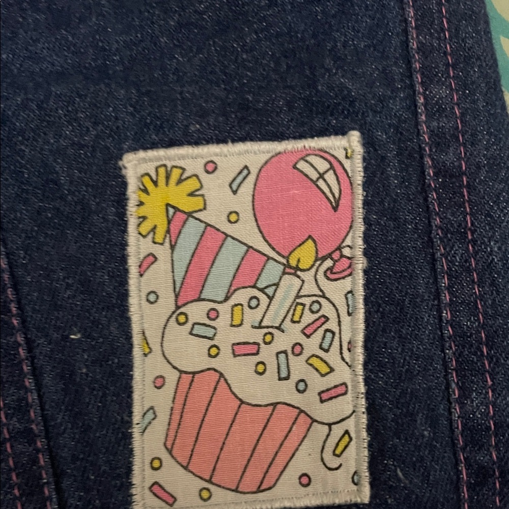 Vintage Denim Overalls with Patches - Picture 7 of 12
